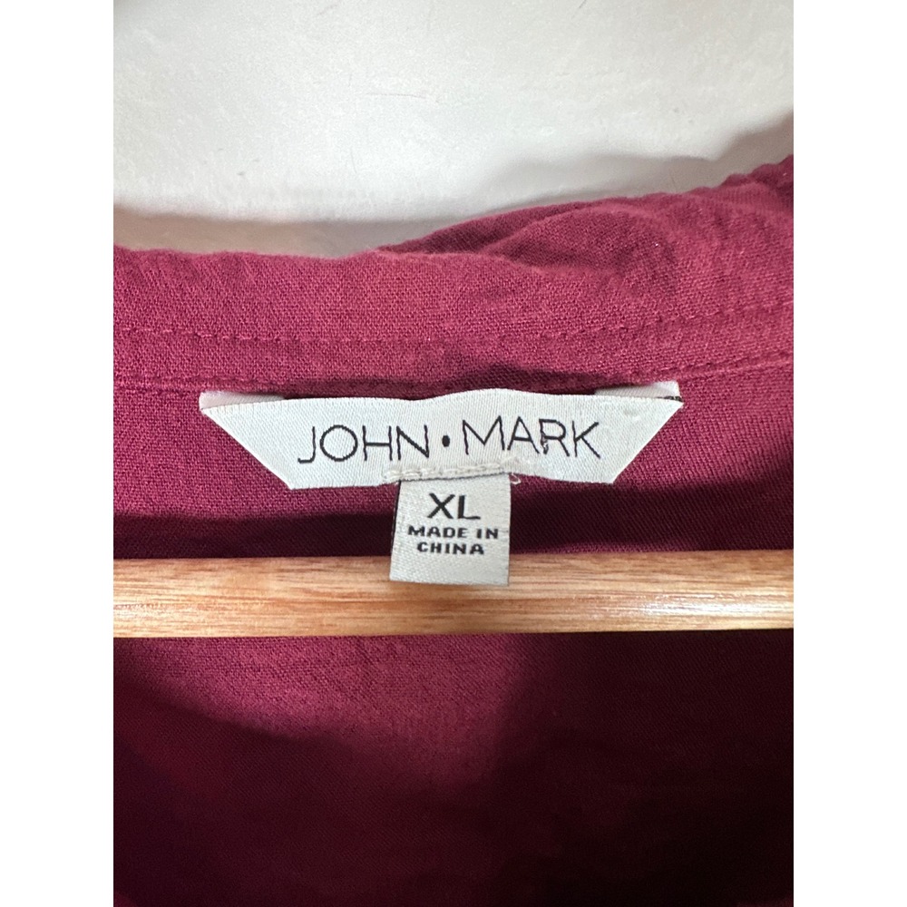 John Mark Button Down Tunic Women XL Burgundy Lagenlook Boho Earthy Granola - Picture 6 of 8